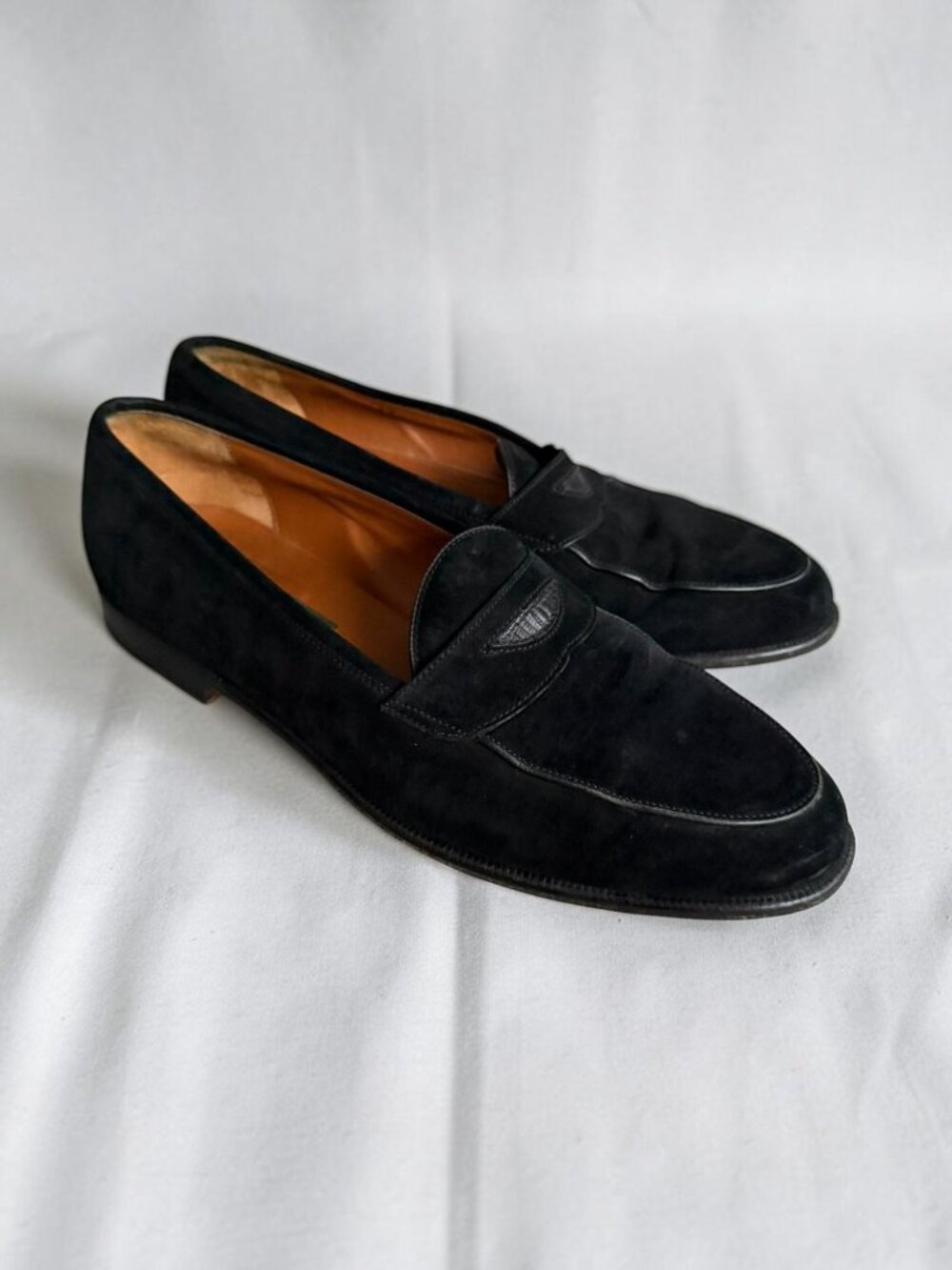 PAKERSON For Botticelli Vintage Mens Black Suede Dress Loafers Shoes Size 12